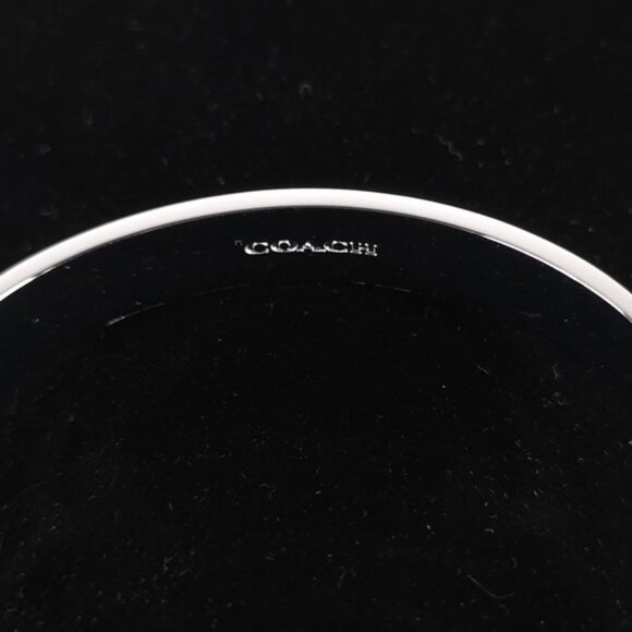 NWT COACH Signature C Logo Hinged Bangle Bracelet Sparkly Blue Enamel & Silver - Picture 10 of 10